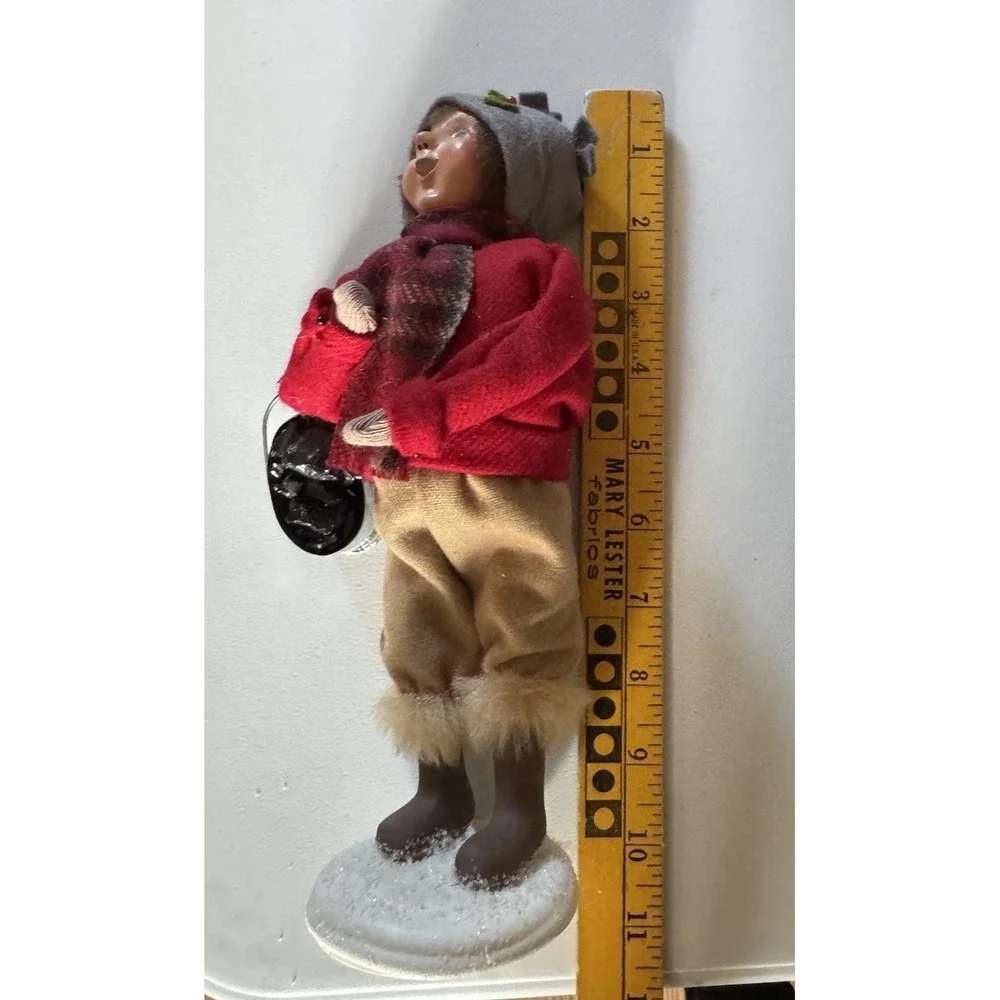 2006 Byers' Choice Caroler Boy with Coal Bucket‎ & Fur Boots – Handcrafted USA